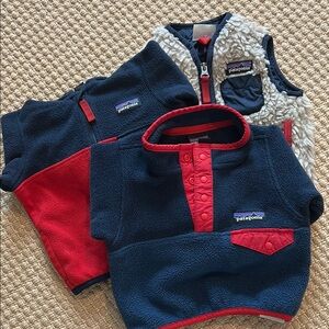 THREE Patagonia Fleece Jackets - 3-6 months in excellent condition!